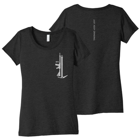 Just Keep Grinding Ladies Triblend - Solid Black